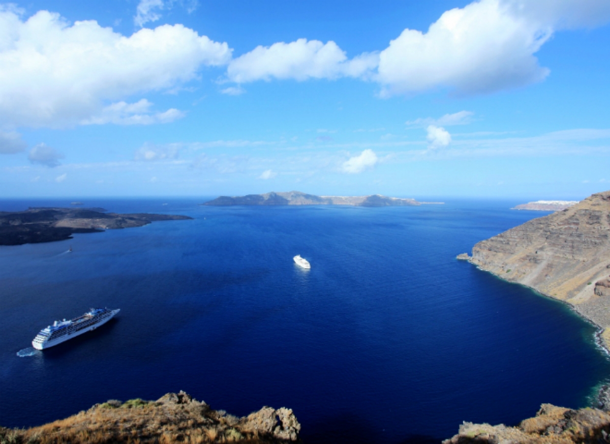 Ancient ruins overlooking the turquoise Mediterranean Sea